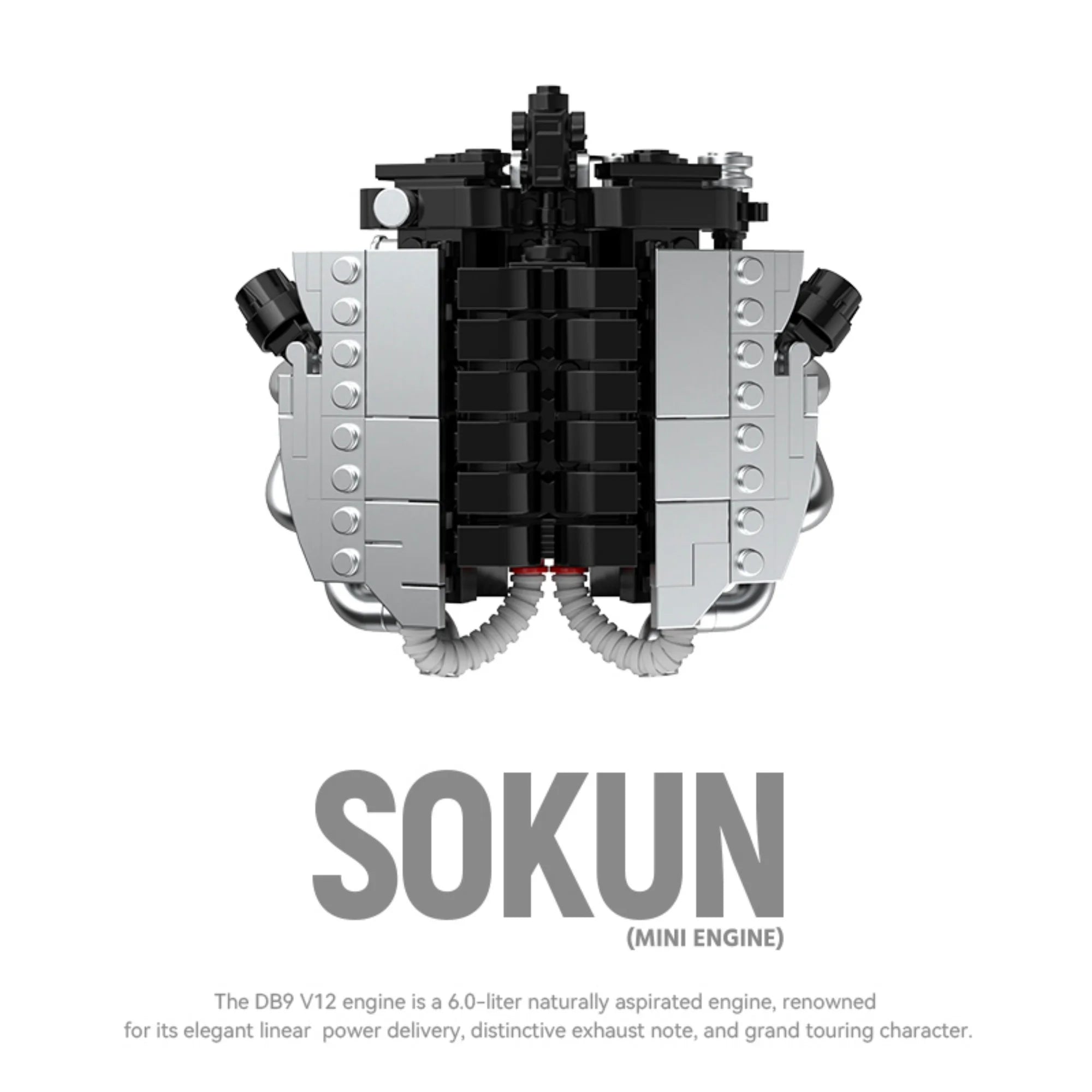 375 Piezas de Bloques de Construcción de Motor DB9V12 PB8869C, Superauto Técnico SOKUN