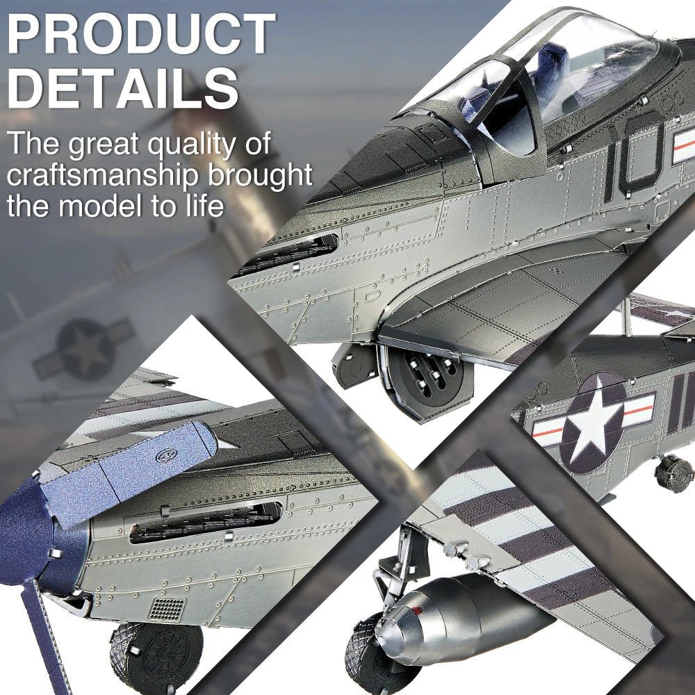 Piececool-rompecabezas 3D Kits de construcción de modelos de Metal de avión