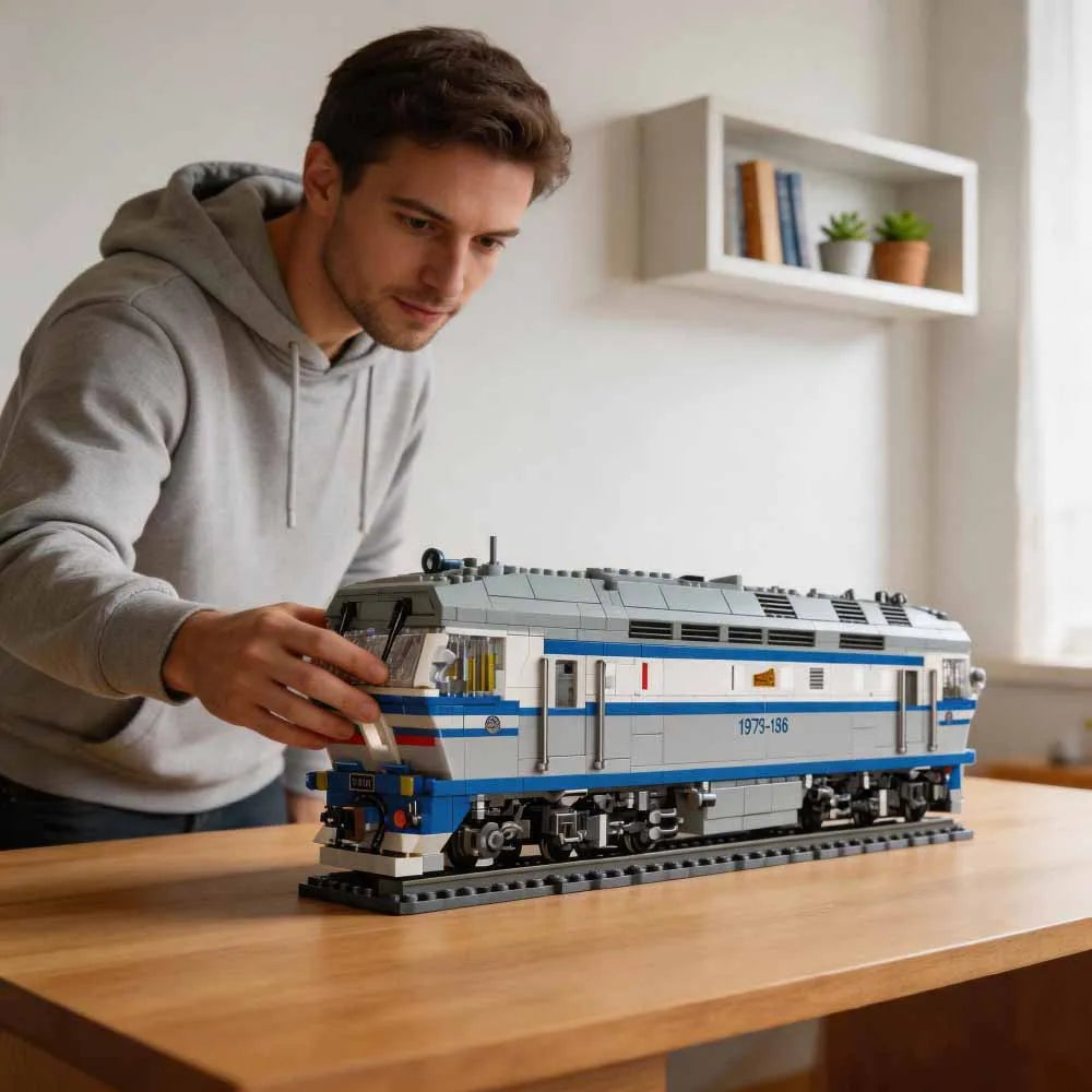 Jiestar JJ9259 Locomotora Diésel TEP70 Tren Ferroviario con Luz, Kit de Construcción de Modelos