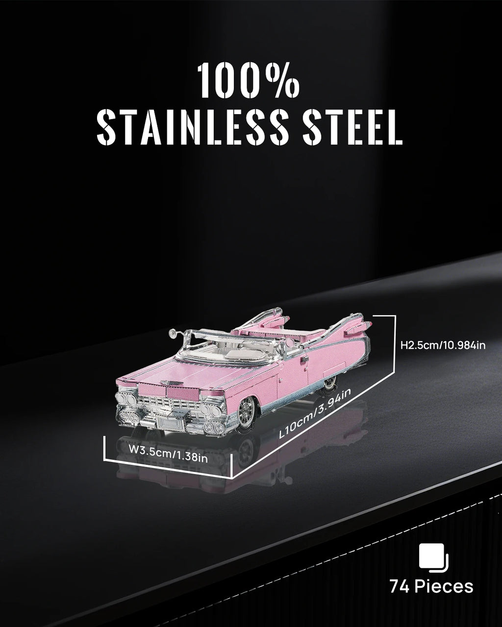 Piececool Kits de modelos de metal 3d Imán de nevera Cabriolet rosa clásico