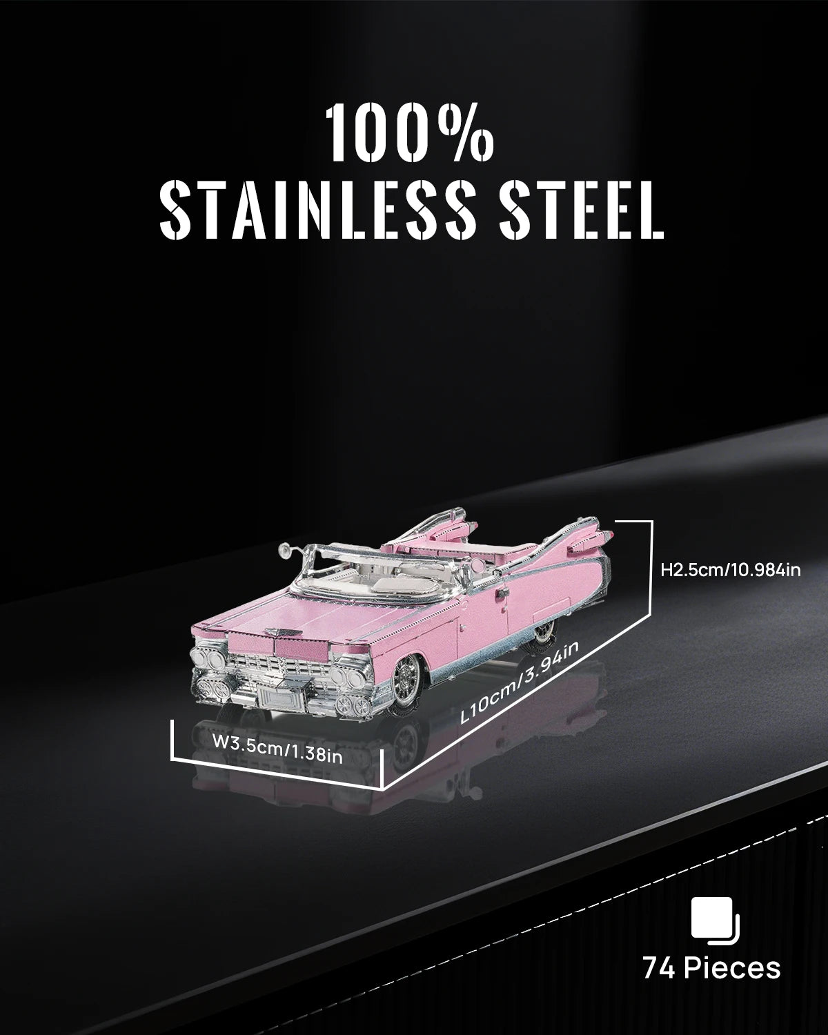 Piececool Kits de modelos de metal 3d Imán de nevera Cabriolet rosa clásico