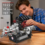 Mould King 10227 juguetes técnicos de motor de coche, motor motorizado V8