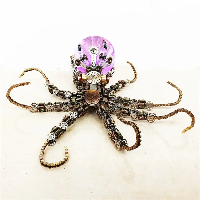 Kit de bricolaje de pulpo de maquinaria: rompecabezas mecánico de metal proyecto de construcción desafiante y adorno de escritorio