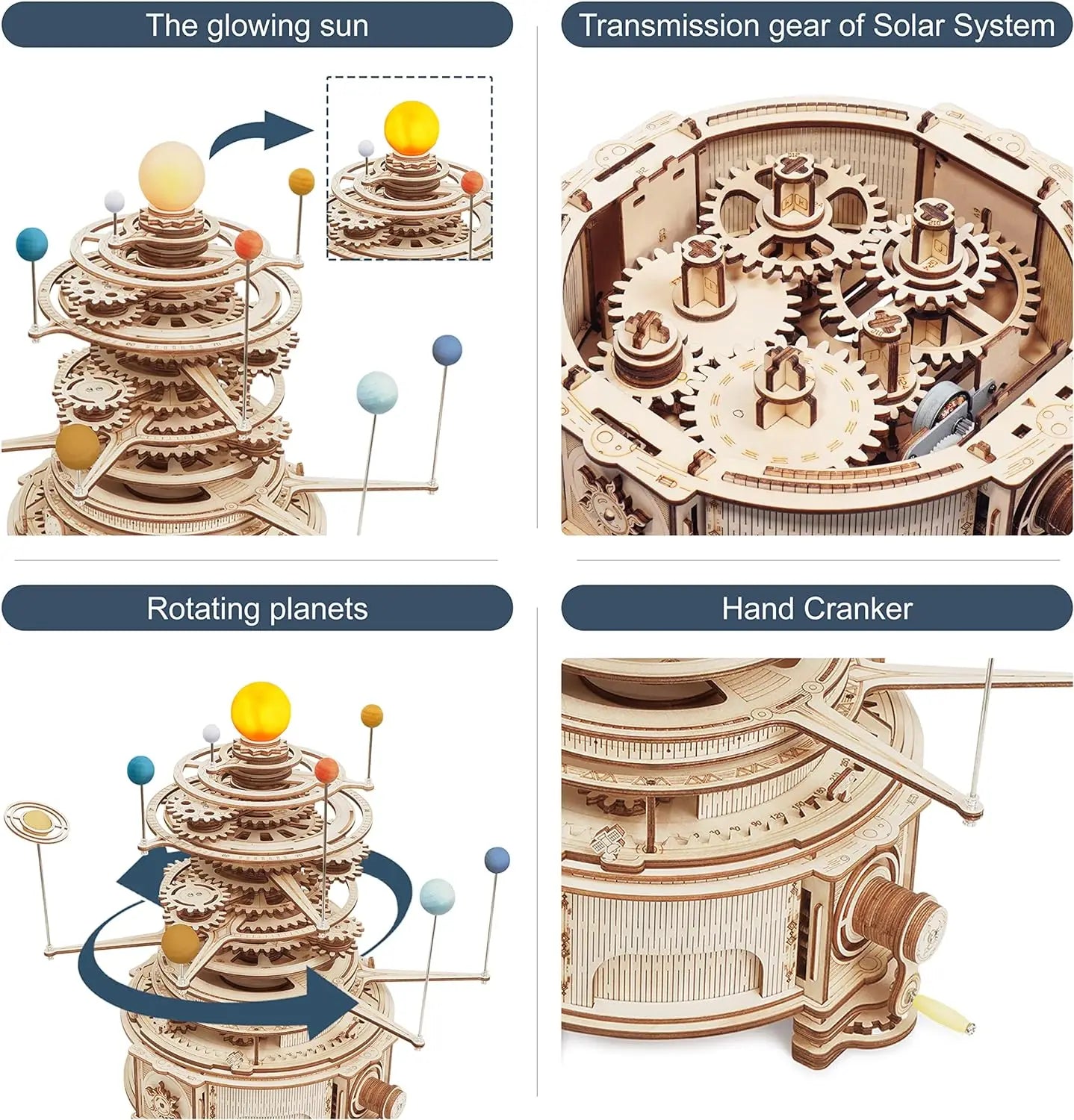 Robotime-construcción de un modelo de madera para niños y adultos, Rokr 316, piezas, giratorio, mecánico, orrity, bricolaje, bloques de construcción, Kits, juguete, regalo, ST001
