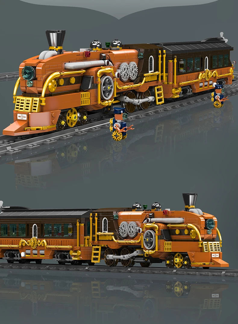 Mould King 12046 Tren técnico de juguete, tren Steampunk motorizado