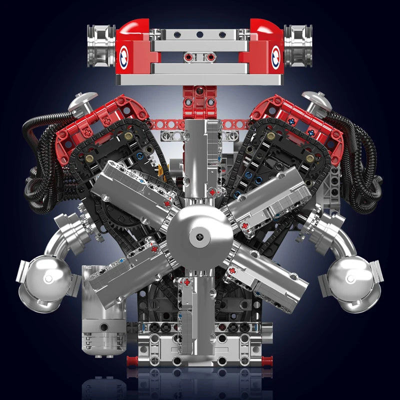 Mould King 10169 conjunto de bloques de construcción de motor motorizado V12, juego de ladrillos de coche de carreras