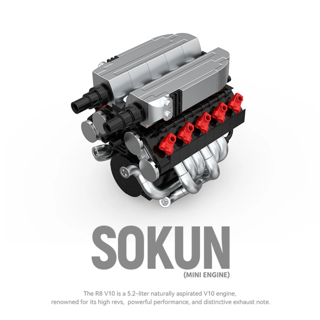 Bloques de Construcción de Motor R8V10, 392 Piezas, PB8869D, Superauto Técnico SOKUN, Ladrillos Decorativos de Motor de Vehículo