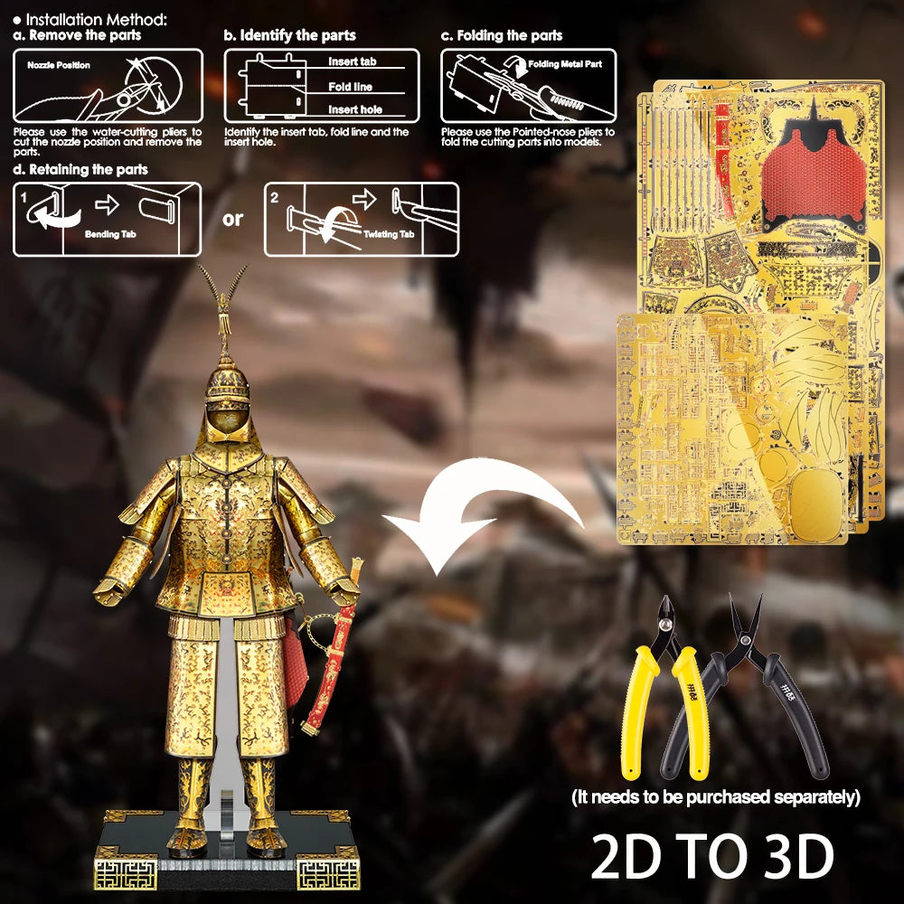 Piececool-Kits de construcción de modelos, rompecabezas de armadura antigua china