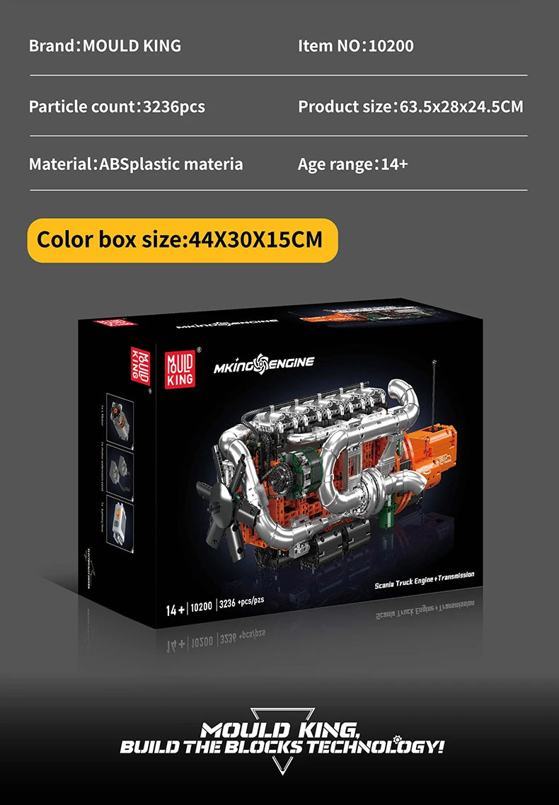 Mould King 10200, juguetes técnicos para motor de coche