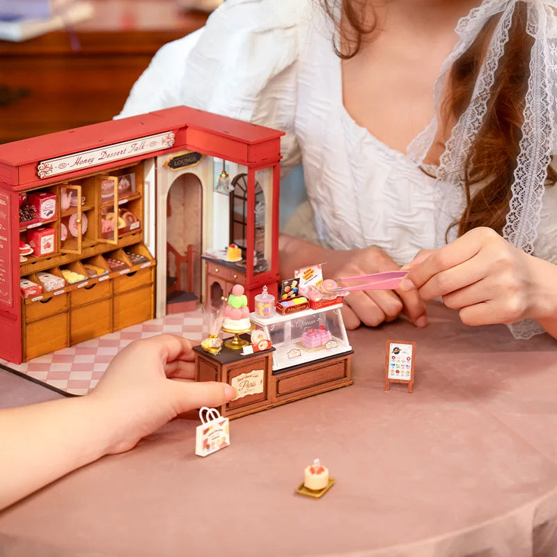 Robotime Rolife Honey Dessert Talk Rompecabezas 3D DIY Kit de casa de muñecas en miniatura Regalo increíble para niños niñas niños