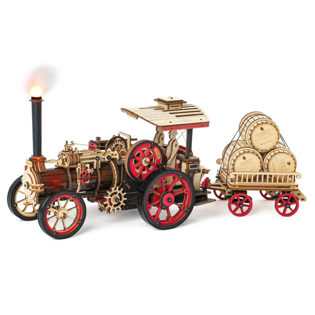 Robotime Rokr Kit de construcción de modelo de coche rompecabezas de madera 3D Kit de vapor 1:28 locomotora de vapor mecánica regalos impresionantes para adultos y adolescentes