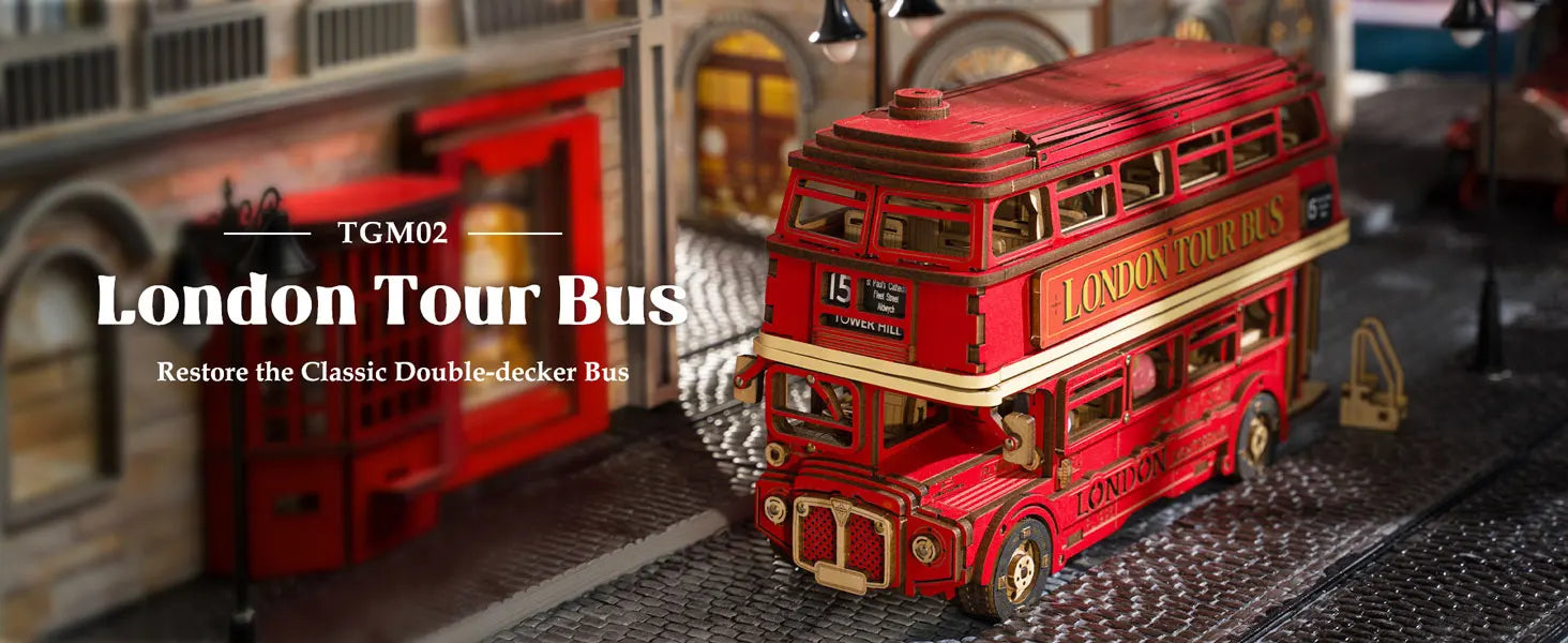 Robotime rolife London Tour Bus 3D rompecabezas de madera modelo de madera coche de juguete para construir manualidades coleccionables regalos para niños niñas