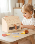 Robotime Robud freidora de aire de madera juego de cocina con accesorios cocinar comida regalo para niños niñas color crema
