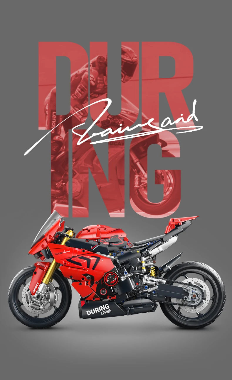 ToylinX-Juego de bloques de construcción de motocicletas 1:5, 2024 Uds., modelo de súper moto de carreras técnicas
