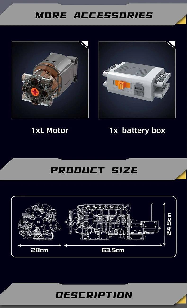Mould King 10200, juguetes técnicos para motor de coche