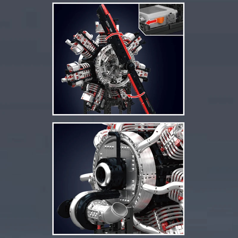 Mould King 10233, juguetes técnicos para motor de coche, bloques de construcción de motor de aviación