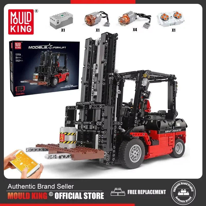 Mould King-bloques de construcción técnicos ladrillos de MOC-3681, vehículos de ingeniería de ciudad, carretilla elevadora RC