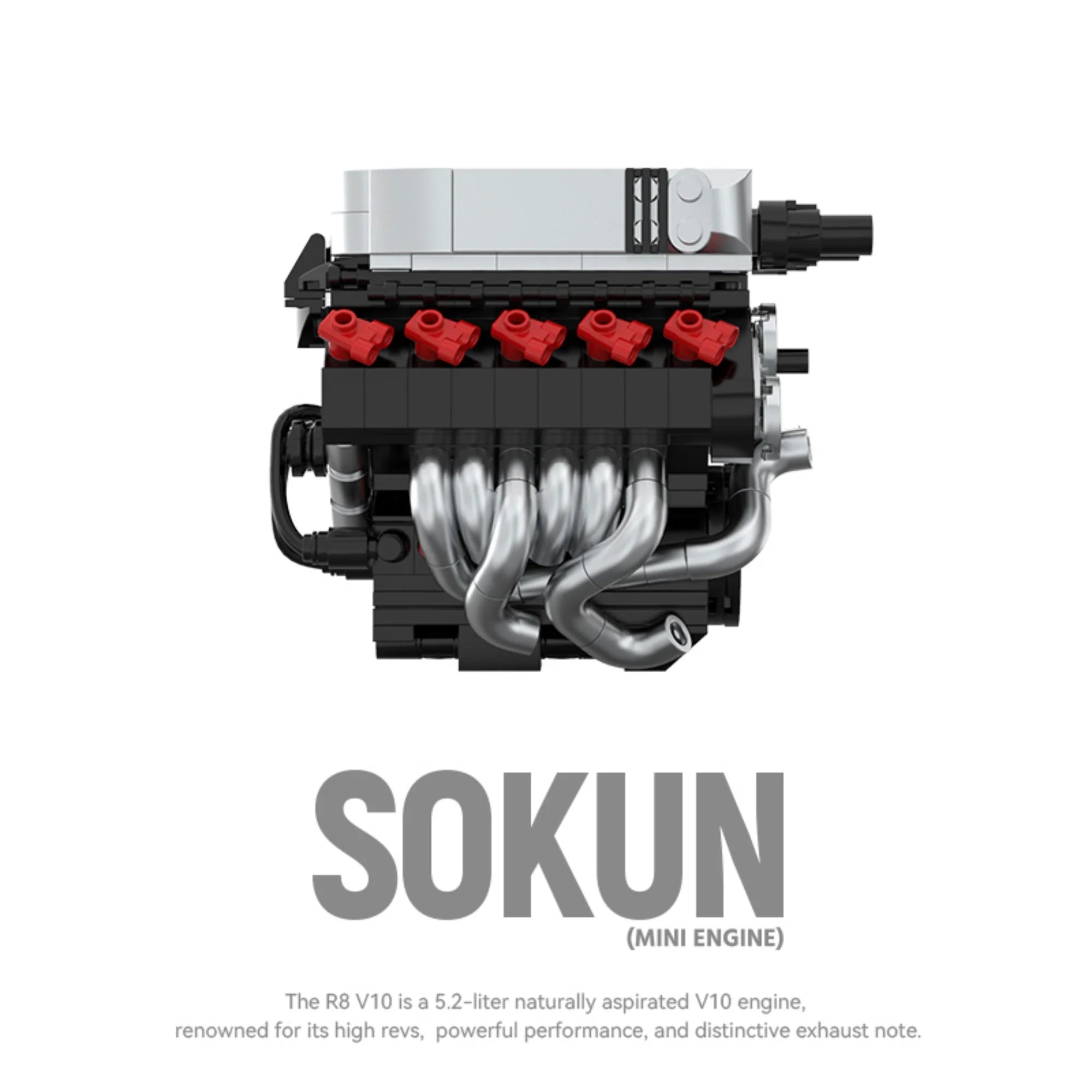 Bloques de Construcción de Motor R8V10, 392 Piezas, PB8869D, Superauto Técnico SOKUN, Ladrillos Decorativos de Motor de Vehículo