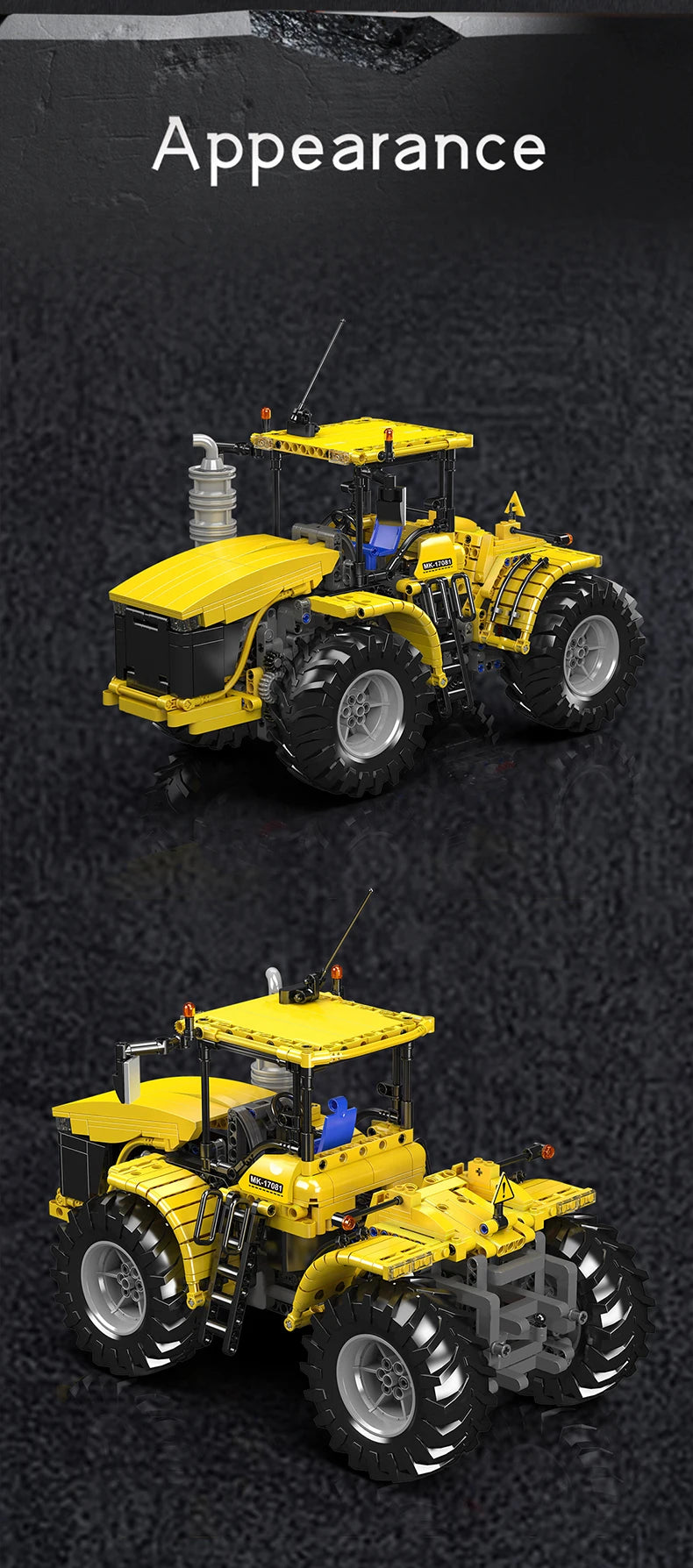 Mould King 17081/17082 juguetes técnicos para coche, Tractor articulado RC Challenger