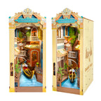Kits Robotime Book Nook, Venecia Romántica con Luces LED, Rompecabezas 3D de Madera, Sujetalibros, Casa en Miniatura para Adultos