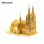 Microworld-rompecabezas de Metal de construcción 3D, Kits de modelos de edificios de catedral de Colonia