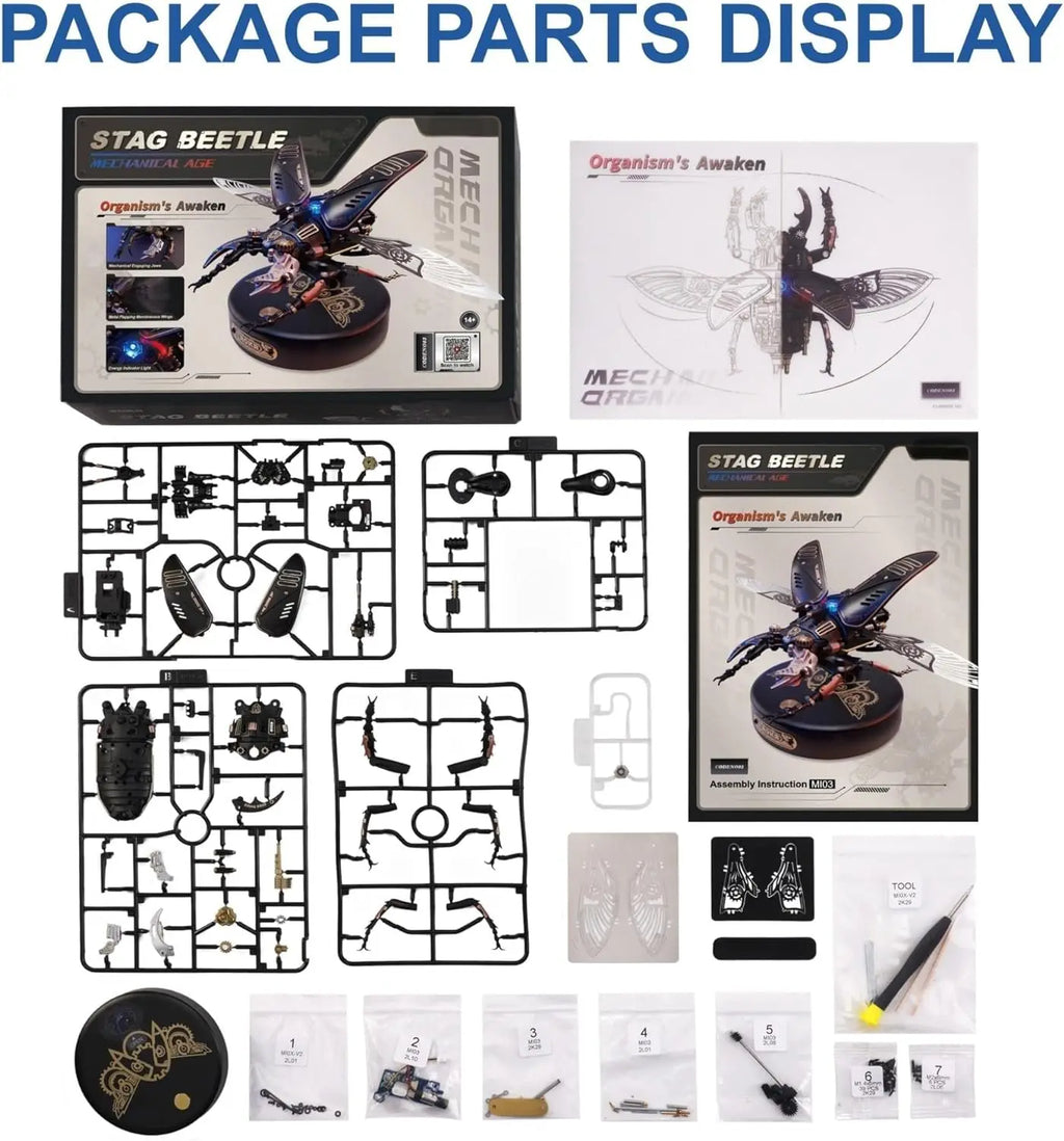 Robotime Rokr-rompecabezas 3D de Metal Stag Beetle, juegos de estilo Punk, regalo de cumpleaños, diseño mecánico de fácil montaje, Juguetes DIY, MI03
