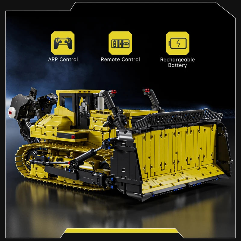 Mould King 17049 coche de juguete técnico la aplicación RC PR766 Bulldozer montaje de bloques de construcción camión ladrillo