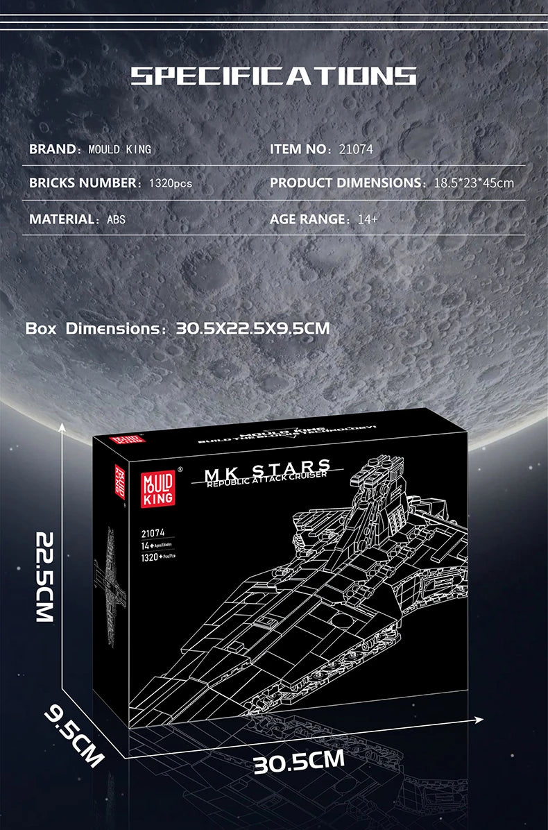Mould King 21074 Star Plan bloque de construcción la República MOC ataque crucero modelo montaje Star Fighter