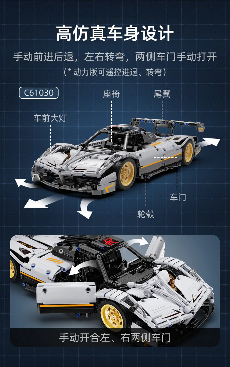 Cada C61030W 969 Uds 1:12 hijo del viento bloques de construcción de automóviles supercoche de carreras