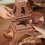 Robotime-Juego de rompecabezas de madera 3D, noche de la Torre Eiffel, modelos 1:638 para niños y adultos, Kits de manualidades DIY, regalo DIY con luz