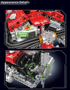 Mould King 10169 conjunto de bloques de construcción de motor motorizado V12, juego de ladrillos de coche de carreras