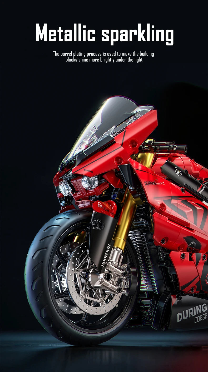 ToylinX-Juego de bloques de construcción de motocicletas 1:5, 2024 Uds., modelo de súper moto de carreras técnicas