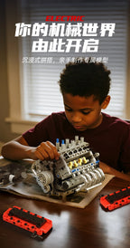 JIESTAR 33002 MOC, Decoración de escritorio personalizada, modelo de motor de superdeportivo V10, bloques de construcción