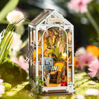 Kit de Modelo de Casa de Muñecas DIY Rolife Gardenhouse Book Nook con Luz LED, Rompecabezas de Madera para Decoración de Estanterías - TGB06