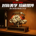 JIESTAR 33002 MOC, Decoración de escritorio personalizada, modelo de motor de superdeportivo V10, bloques de construcción