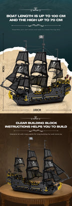 Bloques de Construcción del Barco Pirata Perla Negra, Kit de Modelo de Ladrillos del Buque Insignia del Caribe