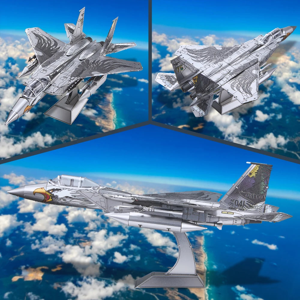 Piececool-rompecabezas de Metal 3D  Kits de modelos de ensamblaje de combate de F-15