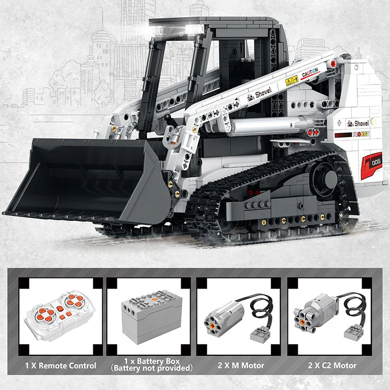 1366 Uds RC Bobcat Skid Steer Loader bloques de construcción coches técnicos