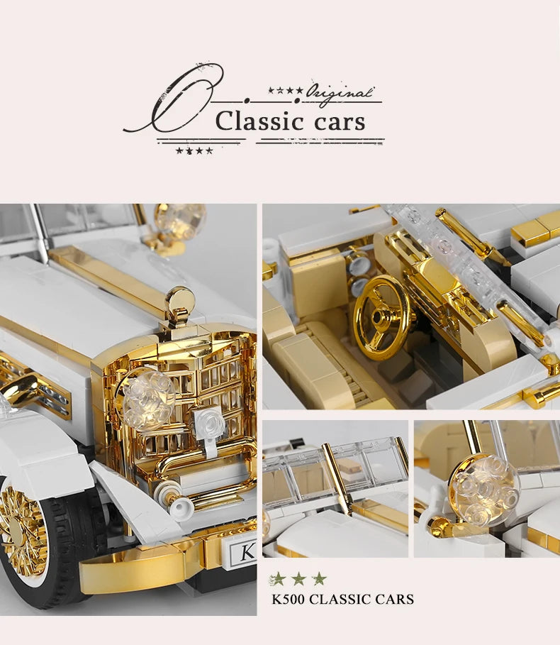 Mould King 10003, bloques de construcción de automóviles técnicos, conjunto de modelos de coches Vintage K500, juguetes de coche antiguo