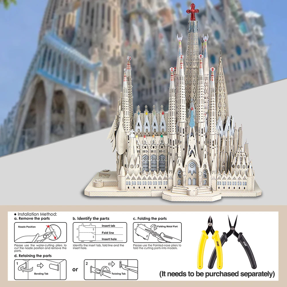 Piececool-rompecabezas de Metal 3D, Kits de construcción de modelos de La Sagrada Família