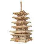 Robotime-rompecabezas 3D de Pagoda de cinco pisos para niños y adultos, Kit de construcción de modelo de madera artesanal, el mejor regalo