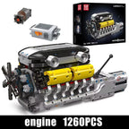 Mould King 10202 juguetes de motor de coche técnico el supercoche motorizado V12 + bloques de construcción de transmisión