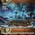 Mould King 13218, barco pirata MOC Flying Ductchman, montaje de bloques de construcción modelo de barco