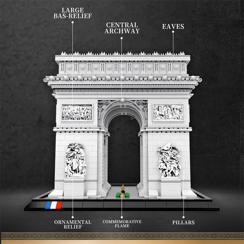 3381 Uds. Modelo de arco de triunfo, bloques de construcción, punto de París