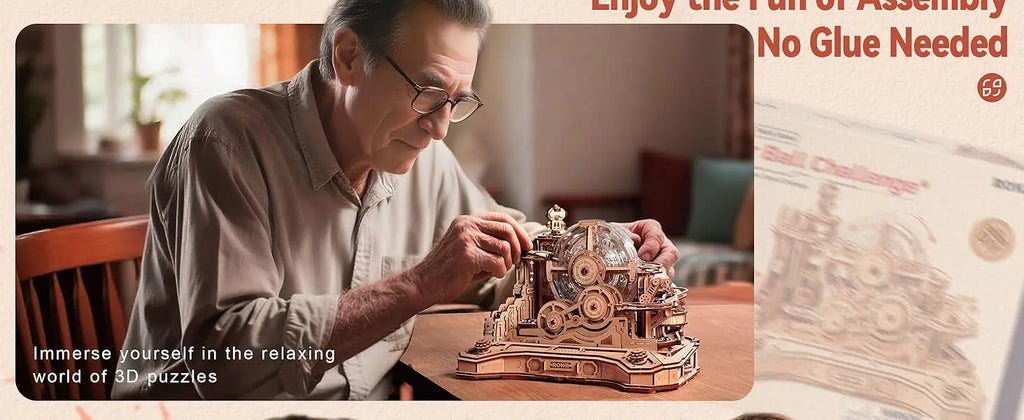 Robotime Rokr Pinball Modelo Gear Ball Challenge 3D Kits de modelos de rompecabezas de madera para construir DIY Juego de mesa Idea de regalo para hombres y mujeres -EGC