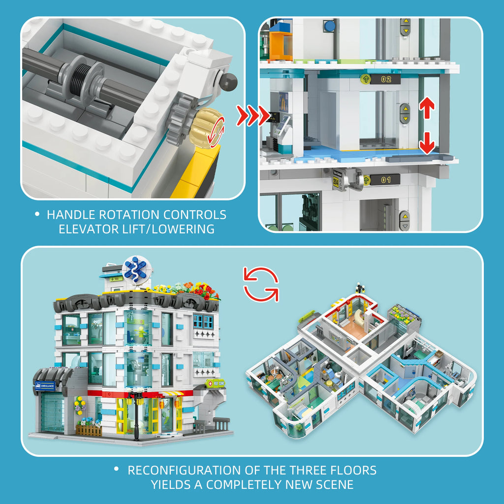 JIESTAR City Hospital Building Blocks Set, 2866 piezas de material ABS con luces LED