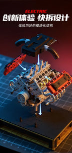 JIESTAR 33002 MOC, Decoración de escritorio personalizada, modelo de motor de superdeportivo V10, bloques de construcción