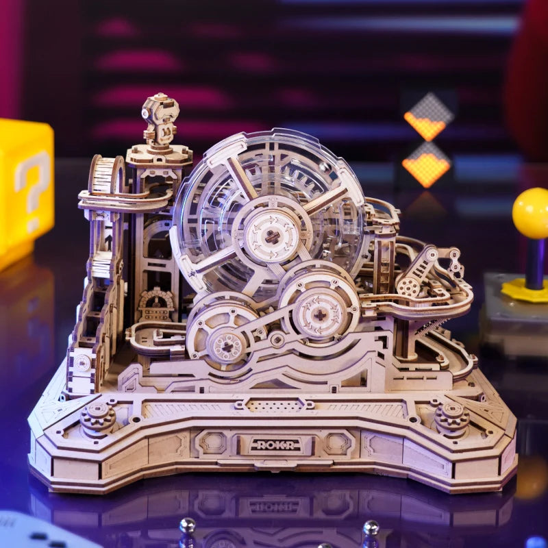 Robotime Rokr Pinball Modelo Gear Ball Challenge 3D Kits de modelos de rompecabezas de madera para construir DIY Juego de mesa Idea de regalo para hombres y mujeres -EGC