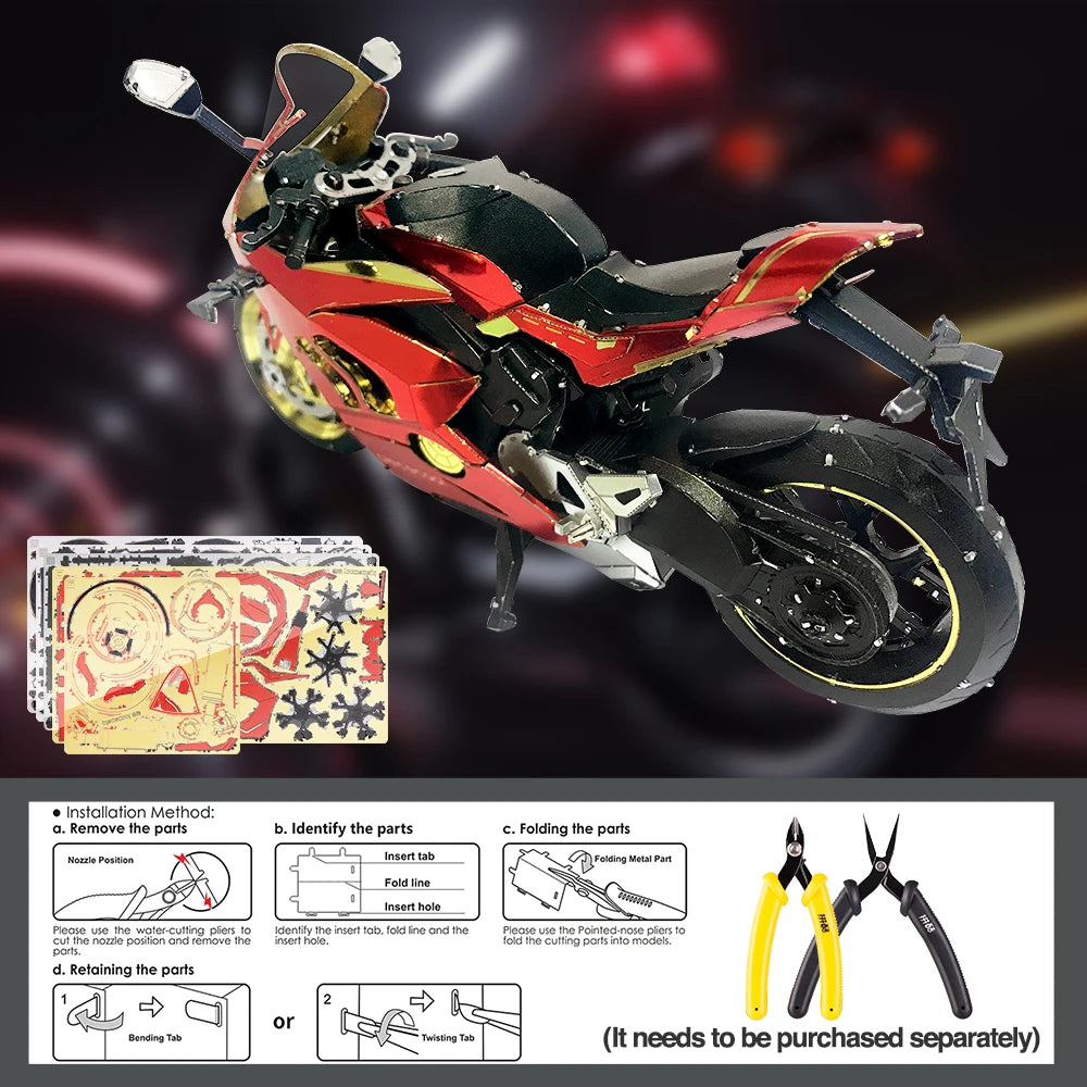 Piececool-rompecabezas de Metal 3D motocicleta III