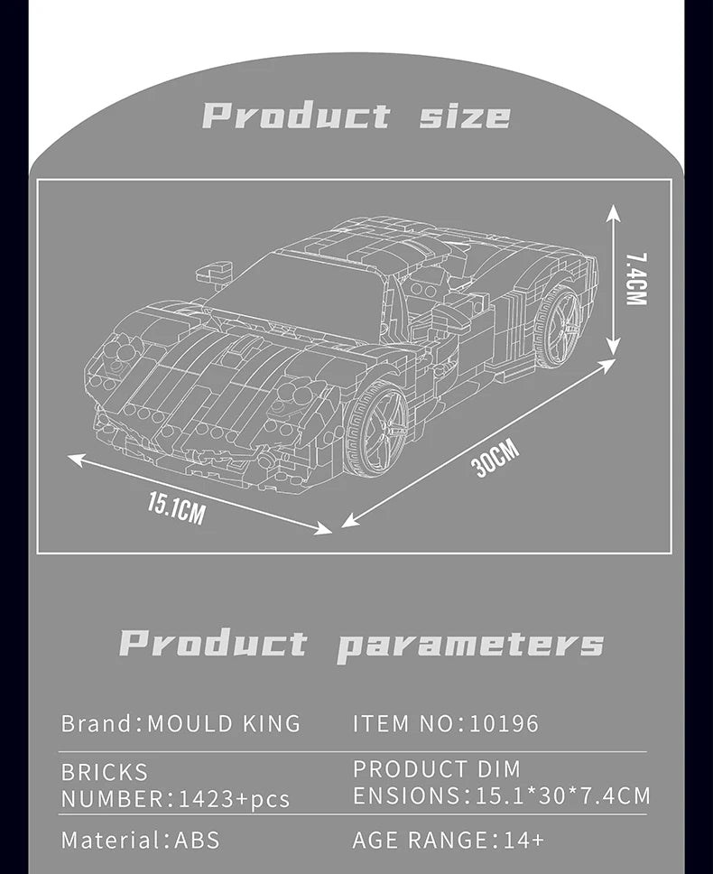 Mould King 10196, coches de juguete técnicos, coche de carreras deportivo Utopia blanco